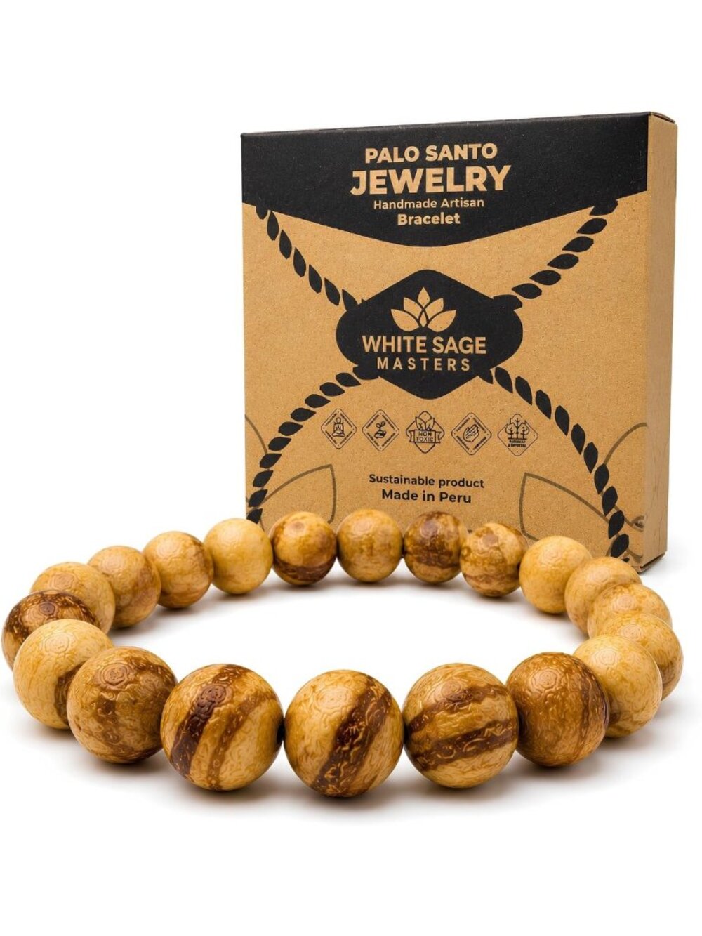 Handmade Palo Santo Wood Bracelet from Peru | Unique Spiritual Jewelry